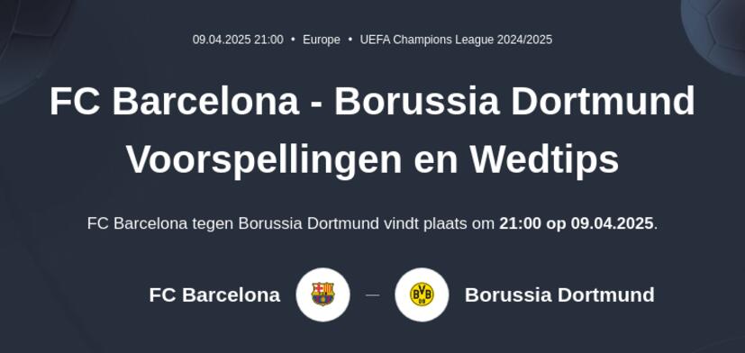 FC Barcelona - Borussia Dortmund Voorspellingen en Wedtips
