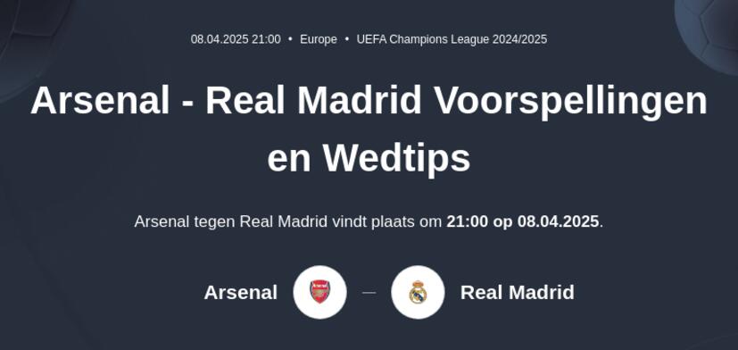 Arsenal - Real Madrid Voorspellingen en Wedtips