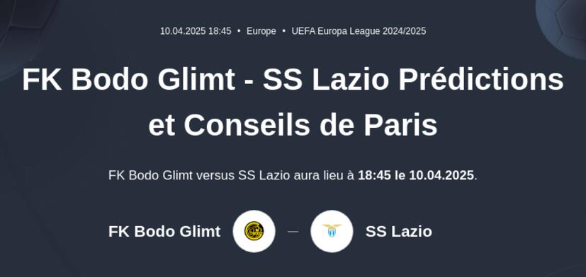 FK Bodo Glimt - SS Lazio Prédictions et Conseils de Paris
