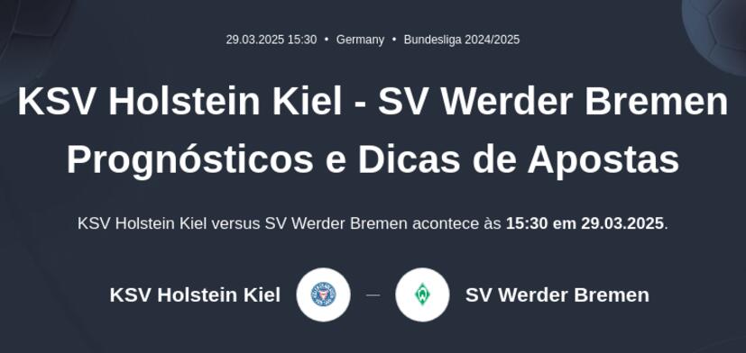 KSV Holstein Kiel - SV Werder Bremen Prognósticos e Dicas de Apostas
