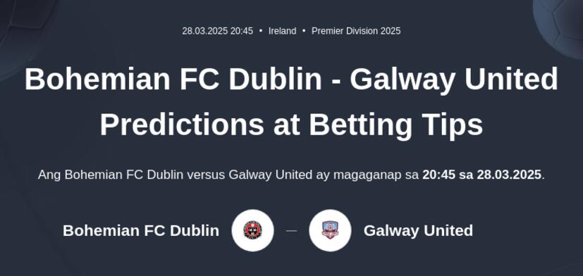 Bohemian FC - Galway United Predictions at Betting Tips
