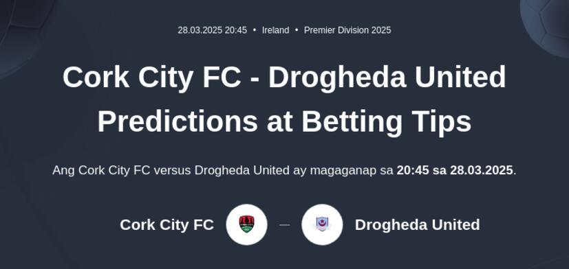 Cork City FC - Drogheda United Predictions at Betting Tips