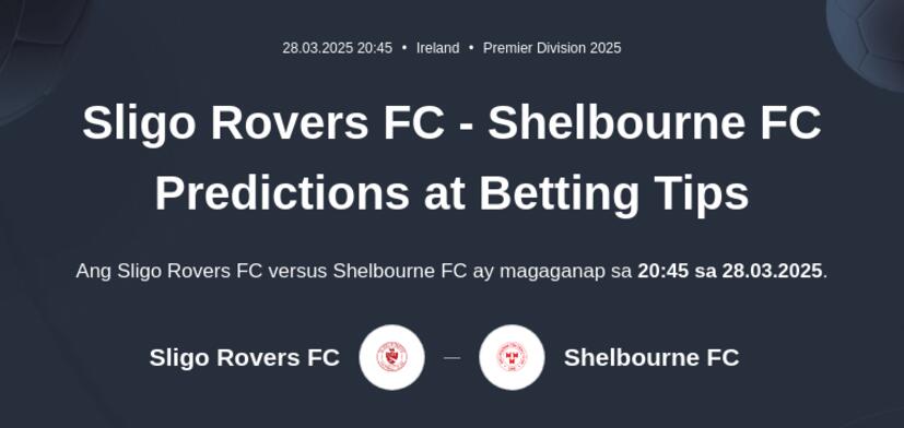 Sligo Rovers - Shelbourne FC Predictions at Betting Tips
