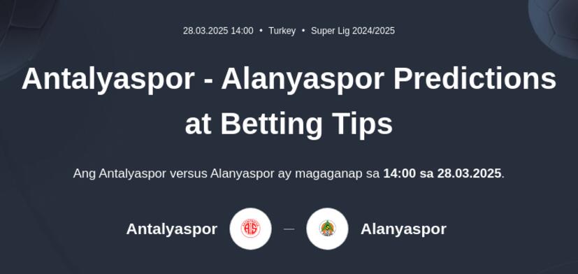 Antalyaspor - Alanyaspor Predictions at Betting Tips
