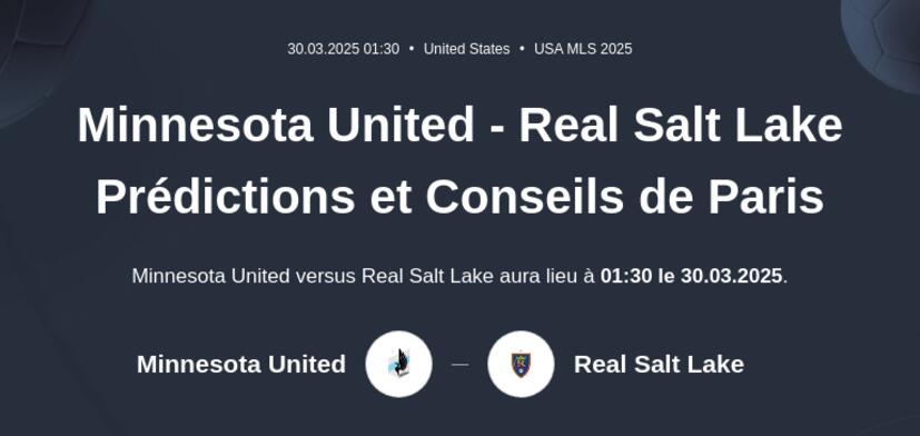 Minnesota United - Real Salt Lake Prédictions et Conseils de Paris