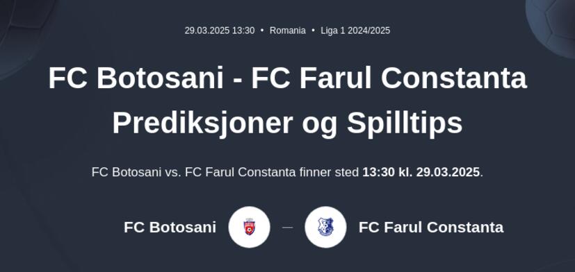 FC Botosani - FC Farul Constanta Prediksjoner og Spilltips
