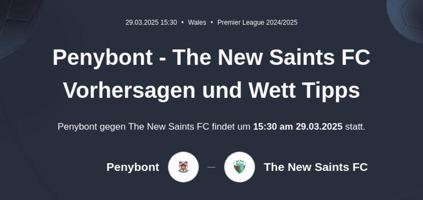 Penybont - The New Saints FC Vorhersagen und Wett Tipps