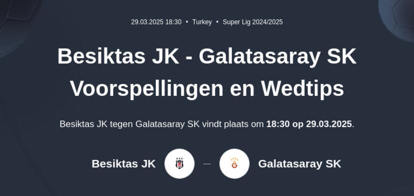 Besiktas JK - Galatasaray Voorspellingen en Wedtips