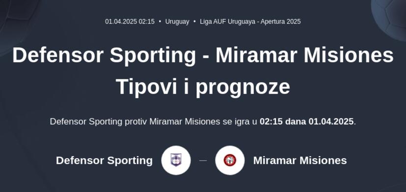 Defensor Sporting - Miramar Misiones Tipovi i prognoze