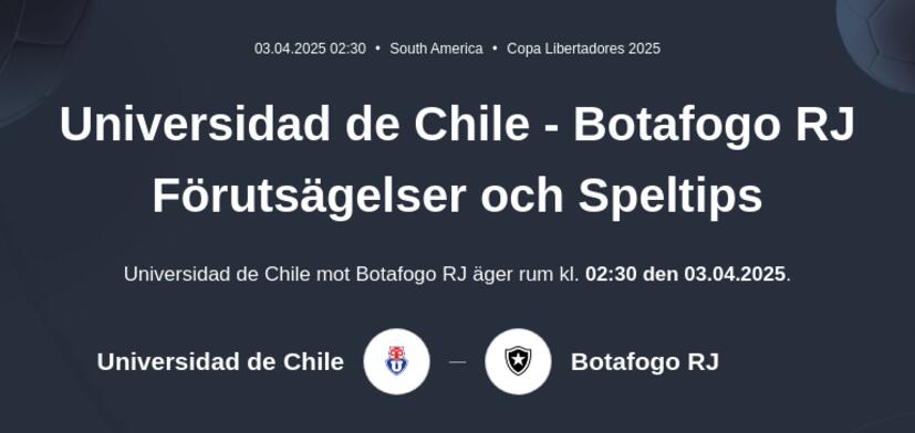 Universidad de Chile - Botafogo RJ Förutsägelser och Speltips