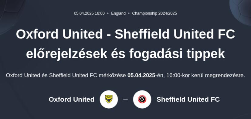 Oxford United - Sheffield United FC előrejelzések és fogadási tippek