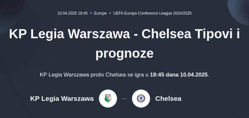 Legia Warszawa - Chelsea Tipovi i prognoze