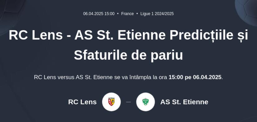 RC Lens - AS Saint-Etienne Predicțiile și Sfaturile de pariu 
