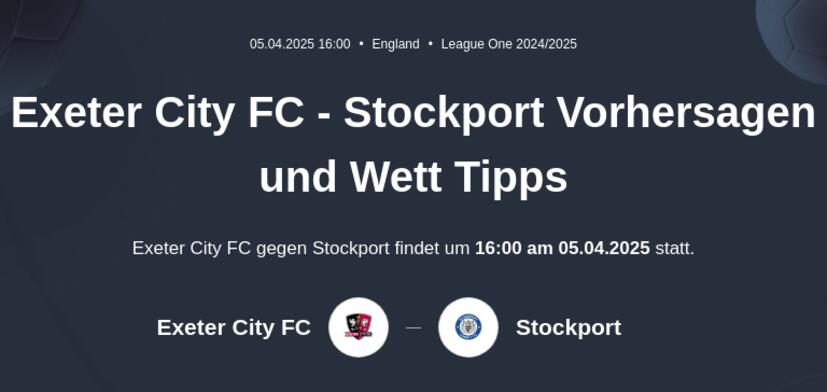 Exeter City - Stockport Vorhersagen und Wett Tipps