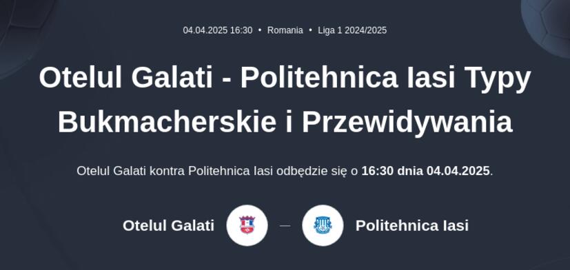 Otelul Galati - Politehnica Iasi Typy Bukmacherskie i Przewidywania