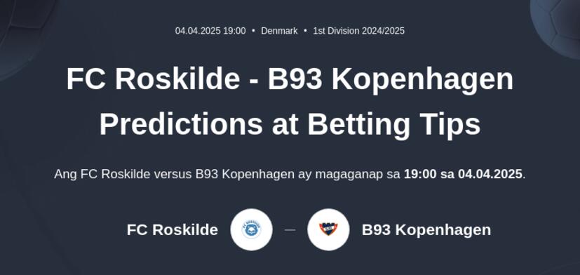 FC Roskilde - B93 Copenhagen Predictions at Betting Tips