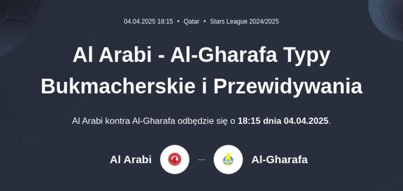 Al Arabi - Al-Gharafa Typy Bukmacherskie i Przewidywania