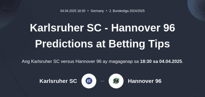 Karlsruher SC - Hannover 96 Predictions at Betting Tips
