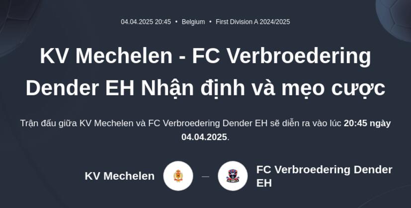 KV Mechelen - FC Verbroedering Dender EH Nhận định và mẹo cược