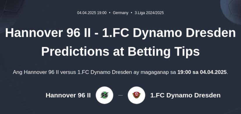Hannover 96 II - 1. FC Dynamo Dresden Predictions at Betting Tips