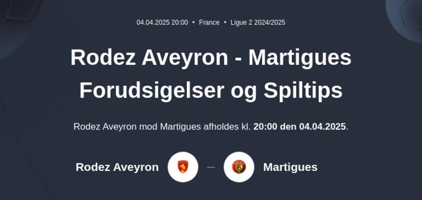 Rodez Aveyron - Martigues Forudsigelser og Spiltips