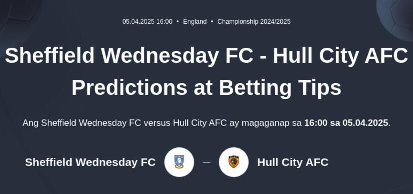 Sheffield Wednesday - Hull City Predictions at Betting Tips