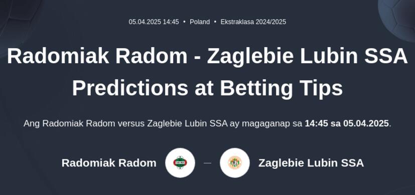 Radomiak Radom - Zaglebie Lubin Predictions at Betting Tips