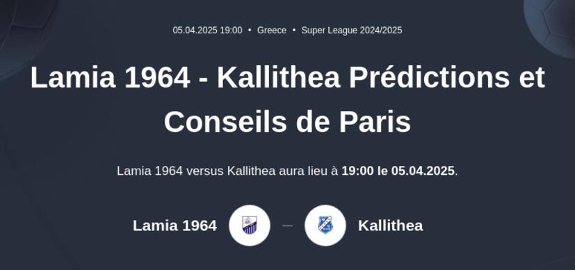 Lamia 1964 - Kallithea Prédictions et Conseils de Paris