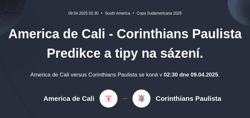 América de Cali - Corinthians Predikce a tipy na sázení.