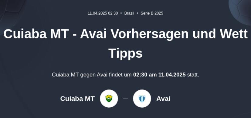 Cuiaba MT - Avai Vorhersagen und Wett Tipps