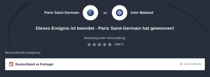 PSG - Inter Mailand Tipphilfe