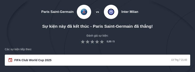 Mẹo cược trận chung kết C1 giữa PSG và Inter