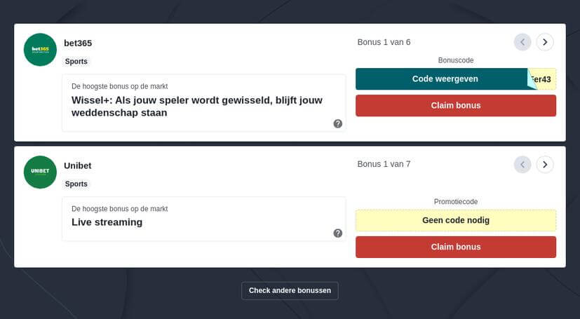 Bookmakers met Sport Livestreams