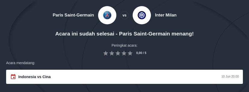 Bursa Taruhan PSG vs Inter Milan