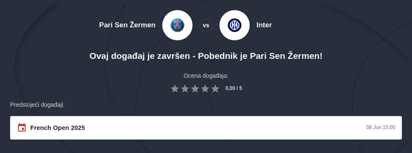 Finale Lige šampiona 2024/2025 kvote i prenos