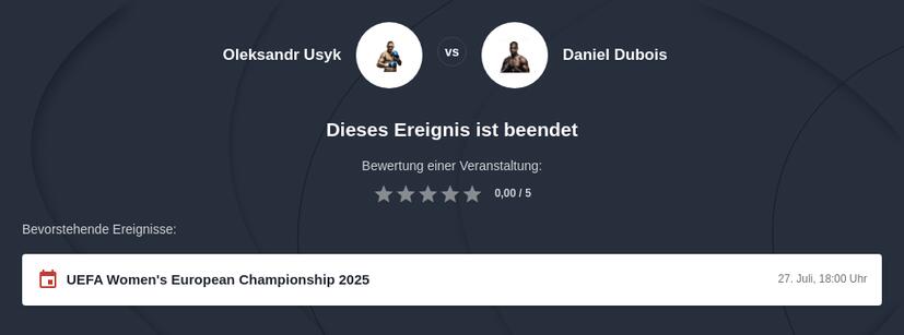 Oleksandr Usyk vs. Daniel Dubois Wettquoten