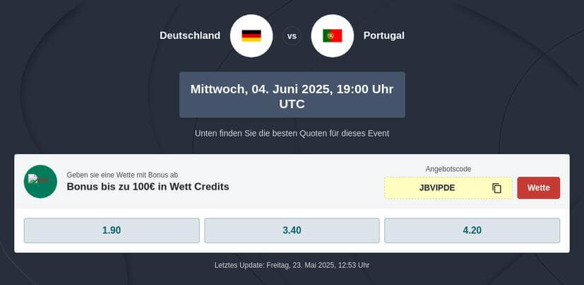 Deutschland - Portugal Wettquoten