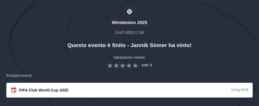 Pronostico Vincente Wimbledon 2025