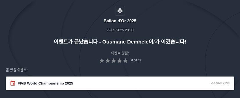 발롱도르 2025 토토 배당률 순위