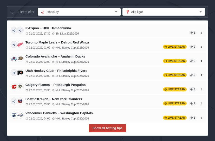 Ishockey spelförslag 2026
