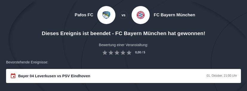 Pafos FC – Bayern München Tipphilfe