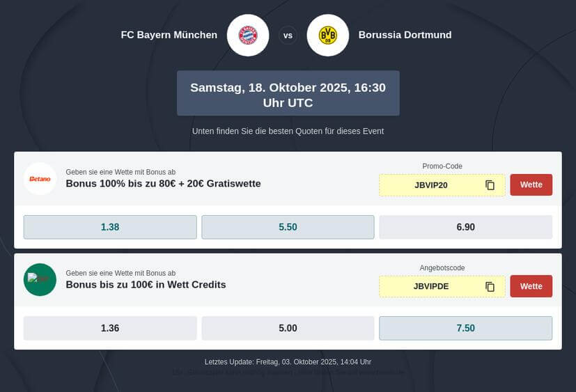 Bayern München – Borussia Dortmund Tipphilfe