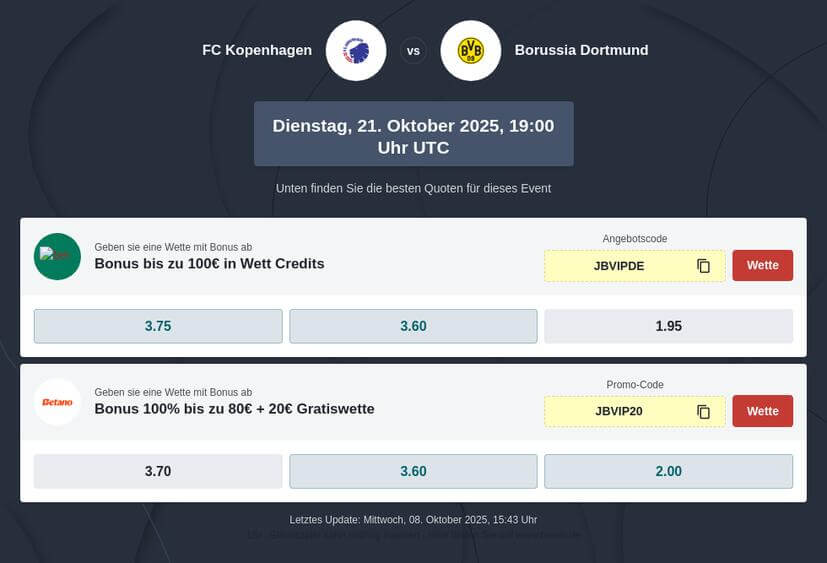Kopenhagen – Borussia Dortmund Tipphilfe