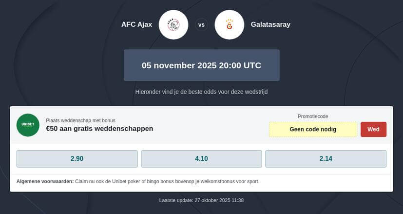 Ajax - Galatasaray Wedquoteringen