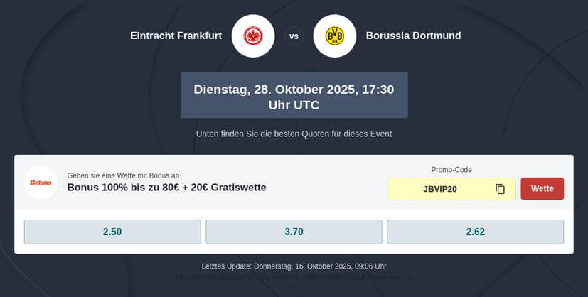 Eintracht Frankfurt – Borussia Dortmund Tipphilfe