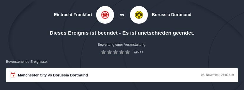 Eintracht Frankfurt – Borussia Dortmund Tipphilfe