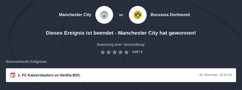 Manchester City – Borussia Dortmund Tipphilfe