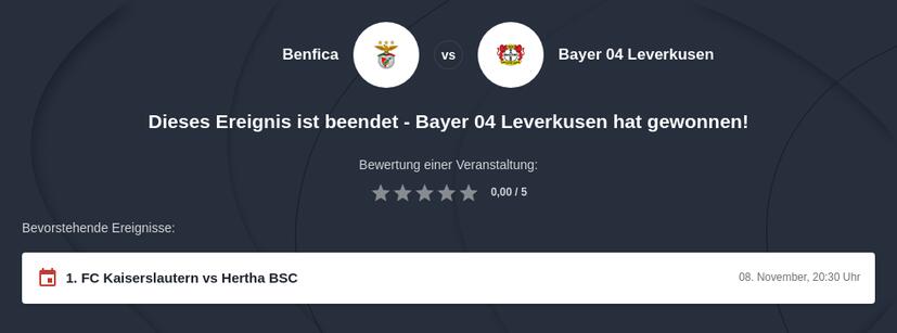 Benfica Lissabon – Bayer Leverkusen Tipphilfe