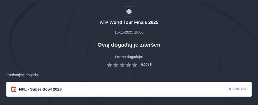 ATP Finale 2025 kvote i prenos