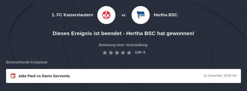 Kaiserslautern – Hertha Tipphilfe
